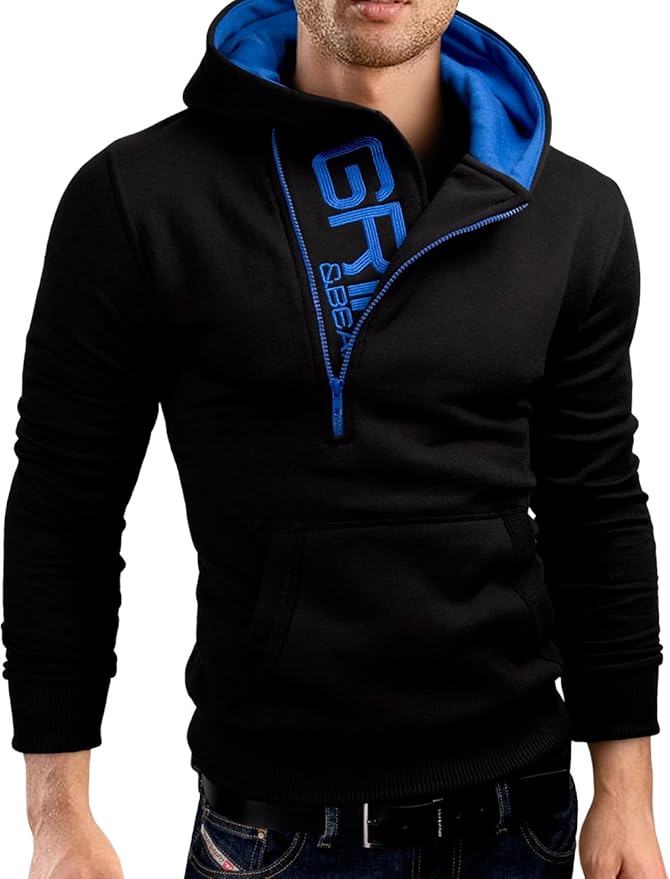 Grin&Bear GEC469 Herentrui met capuchon, slim fit, antraciet, L